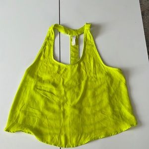 Lime green open back shirt